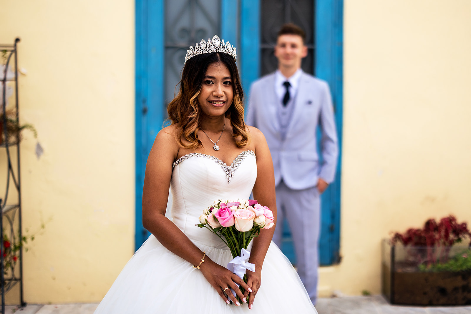 Paphos Town Hall Wedding Bride and Groom