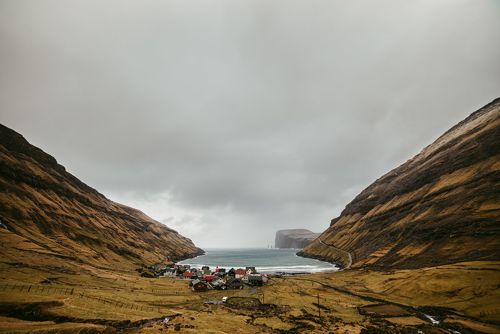 Small settlement at the end of a fjord