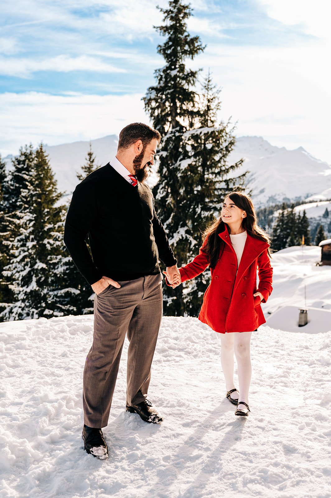 Father and Daughter Swiss Alp Switzerland Winter Snow Family Photos