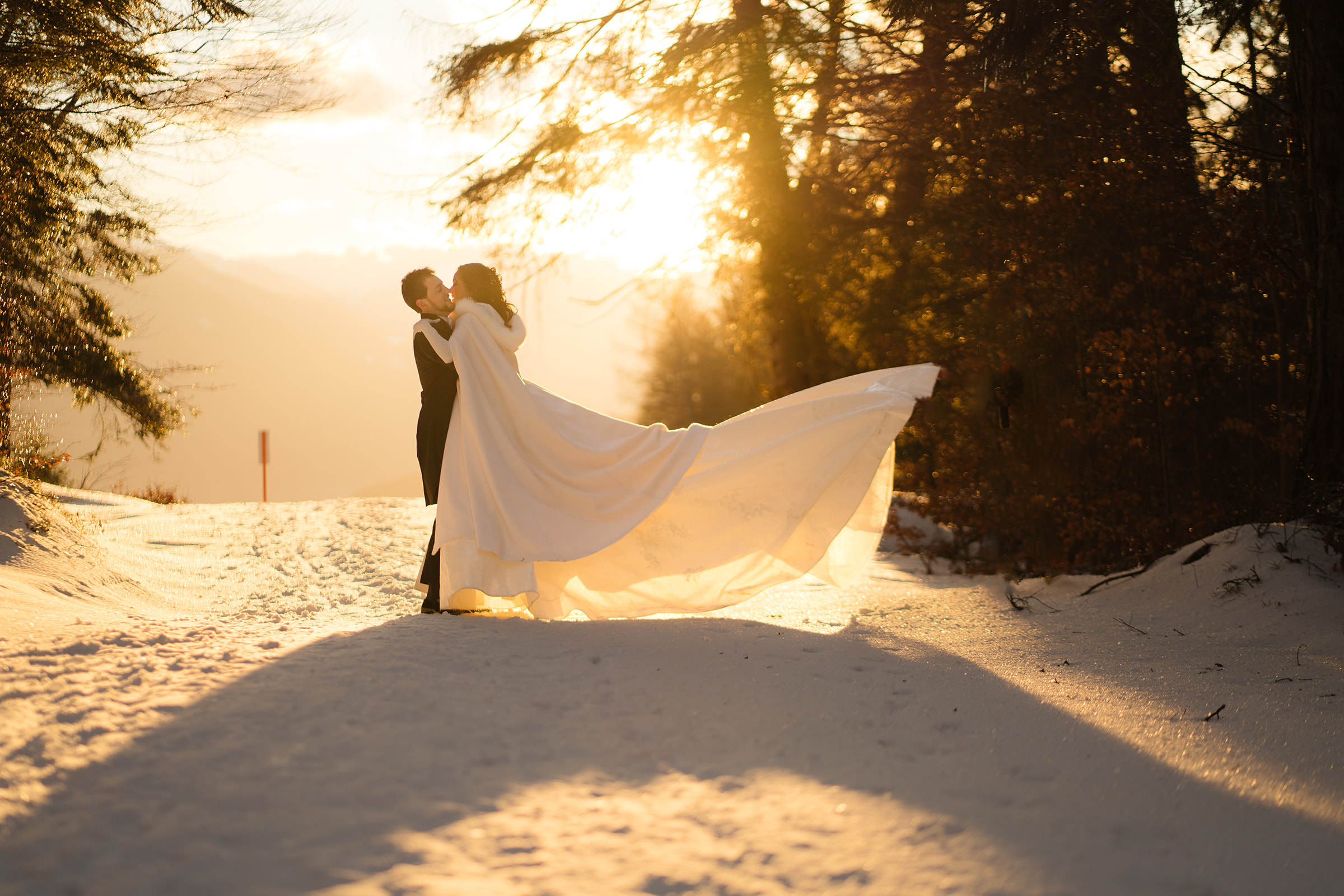 A couple who married in the Tyrol in winter