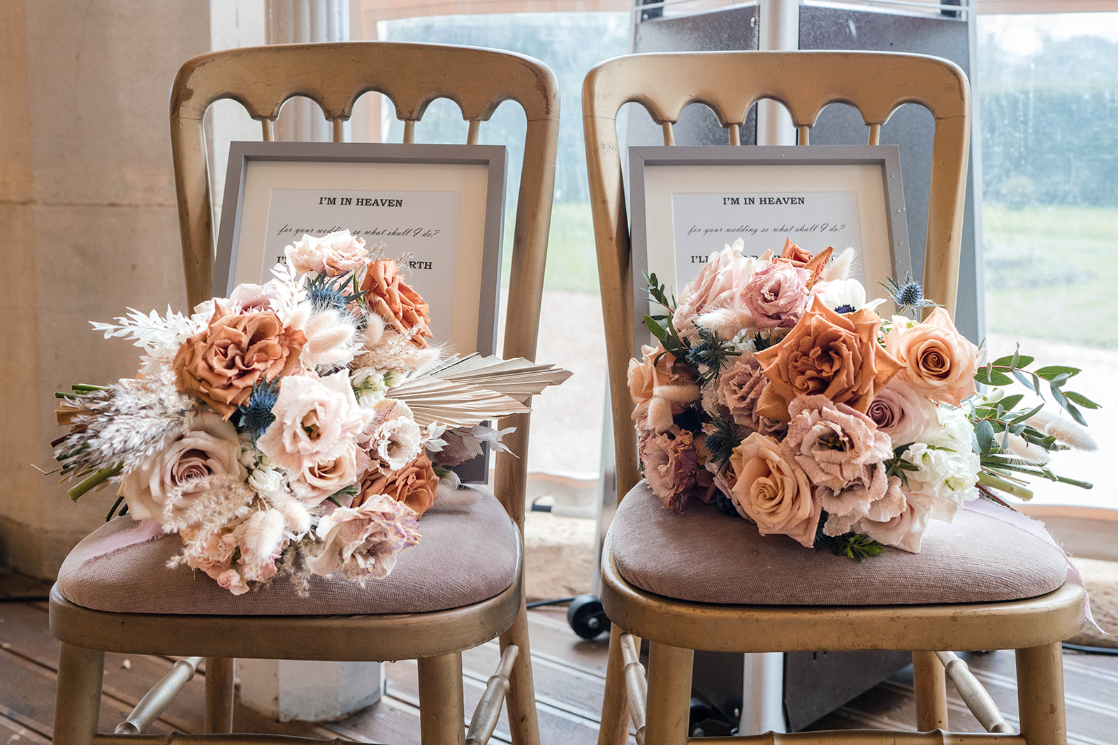 close up of both bridal bouquets Zara Davis Wedding Photography Cotswolds Grittleton House Gloucestershire Wiltshire