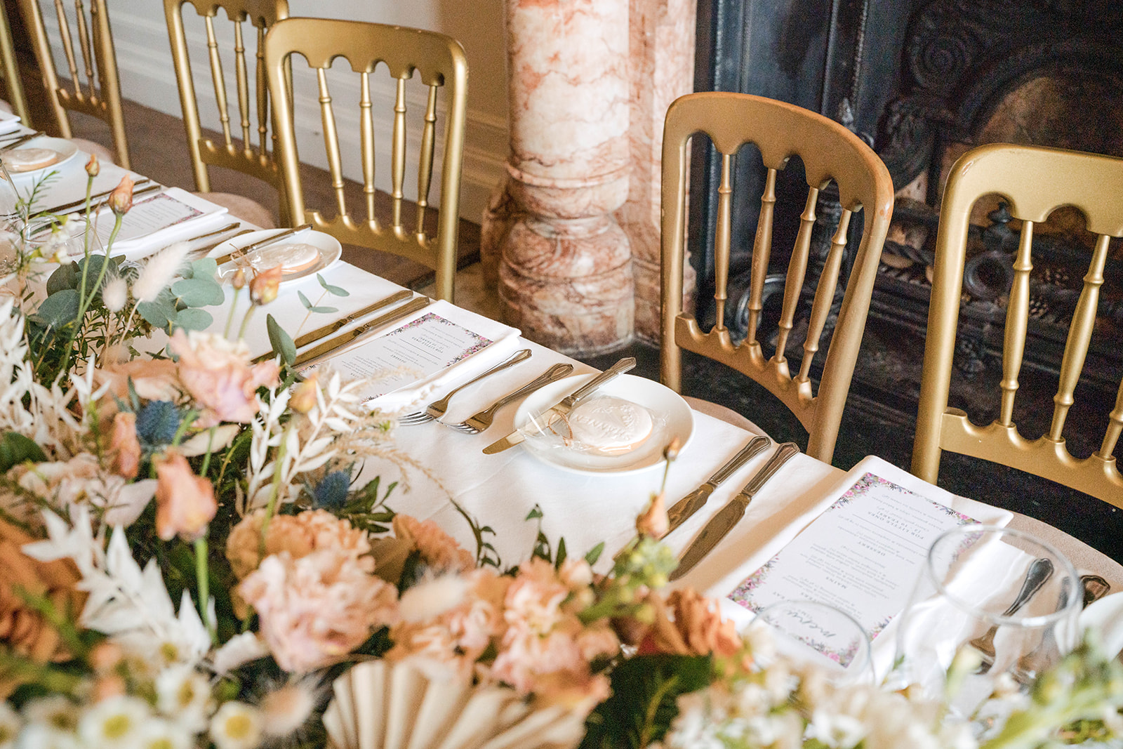 close up of top table Zara Davis Wedding Photography Cotswolds Grittleton House Gloucestershire Wiltshire