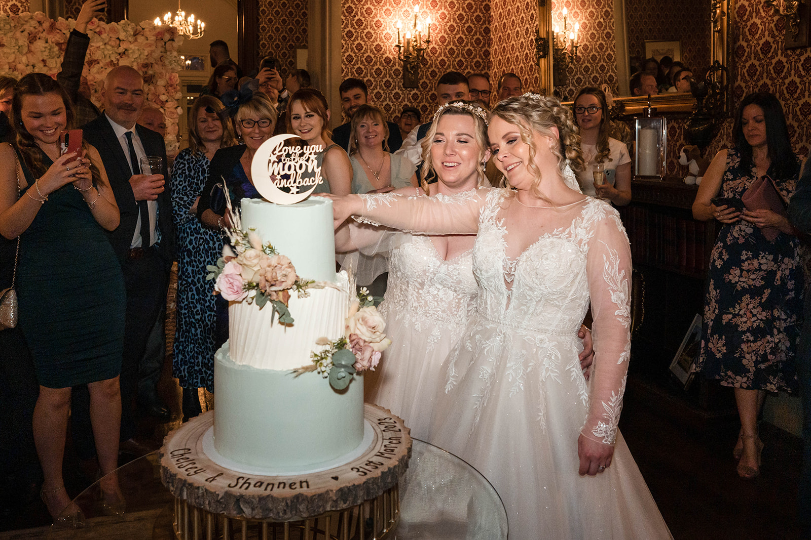 cake cut two brides Zara Davis Wedding Photography Cotswolds Grittleton House Gloucestershire Wiltshire
