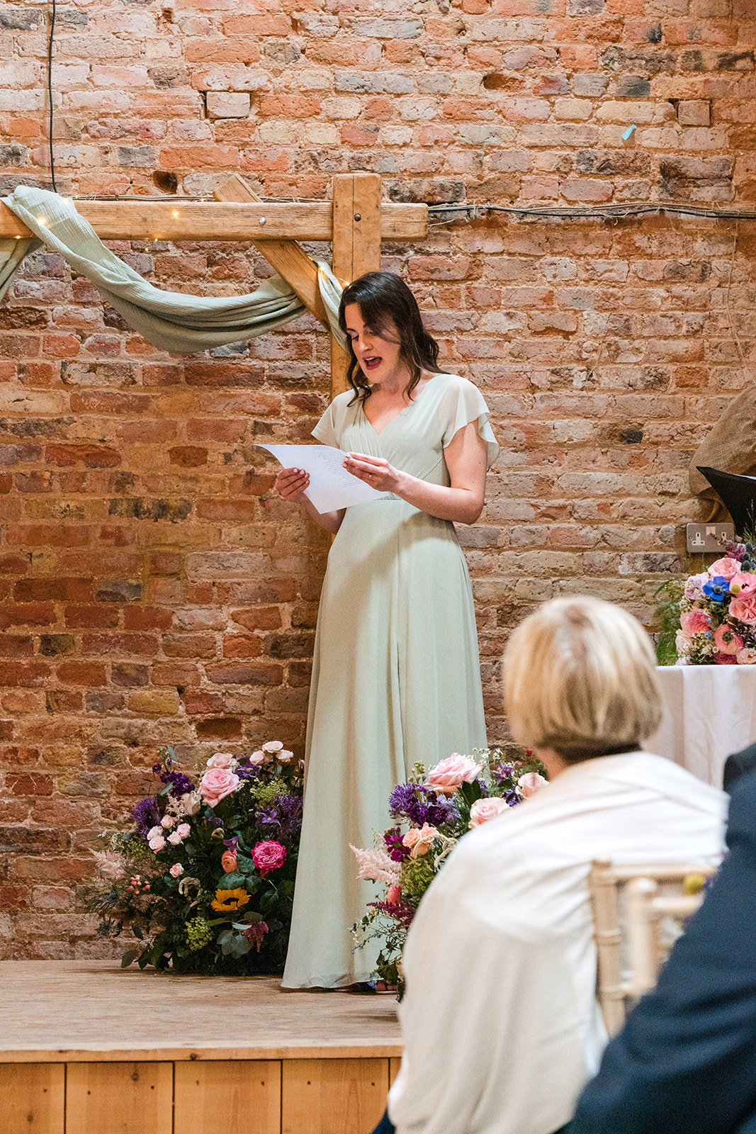 Zara Davis Wedding Photography Milton End Barn Arlingham Gloucestershire Cheltenham Cotswolds reading in ceremony