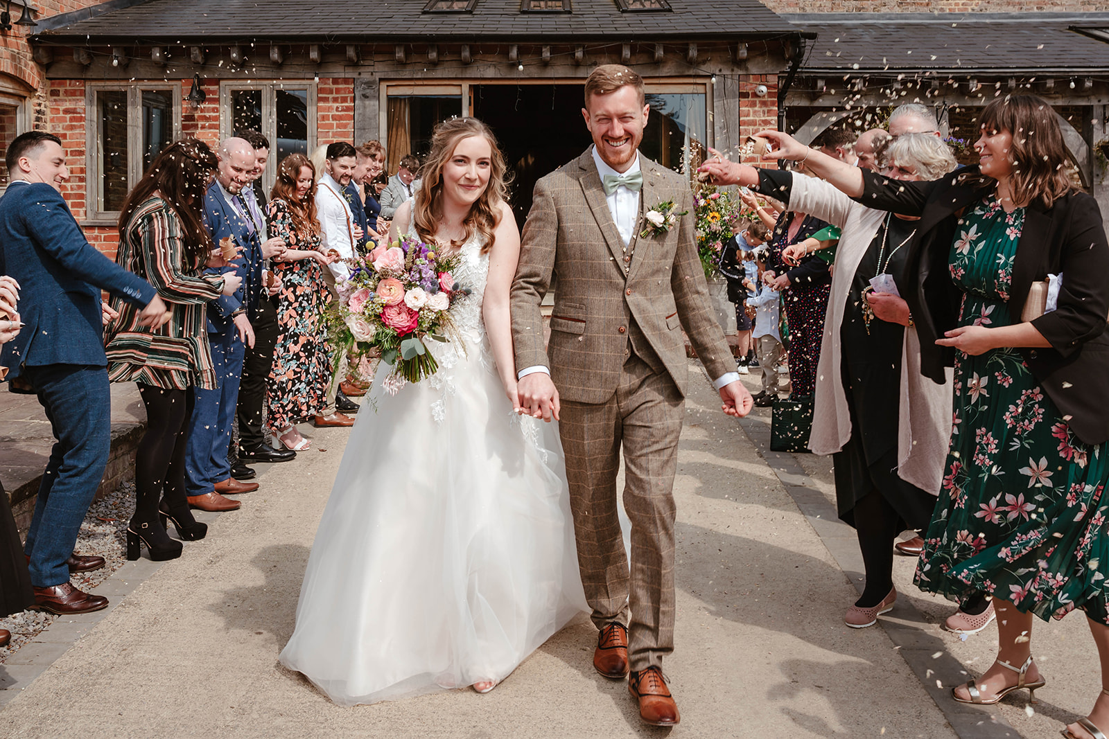 Zara Davis Wedding Photography Milton End Barn Arlingham Gloucestershire Cheltenham Cotswolds guests and confetti