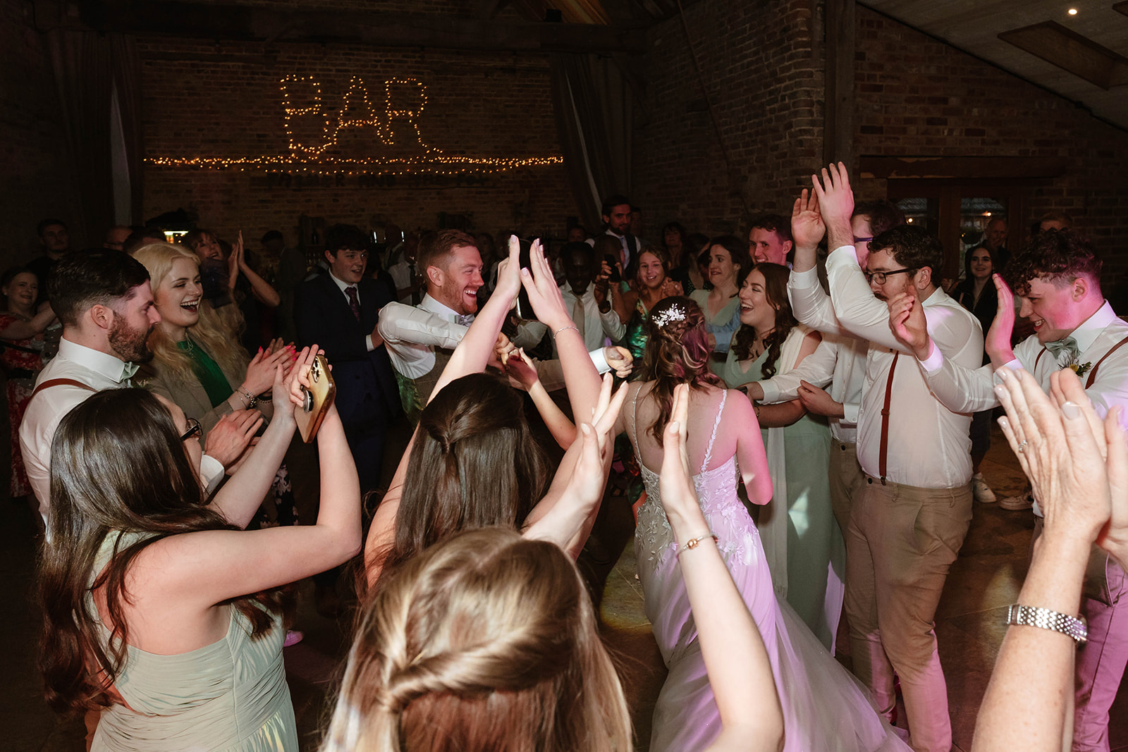 Zara Davis Wedding Photography Milton End Barn Arlingham Gloucestershire Cheltenham Cotswolds guests on dancefloor