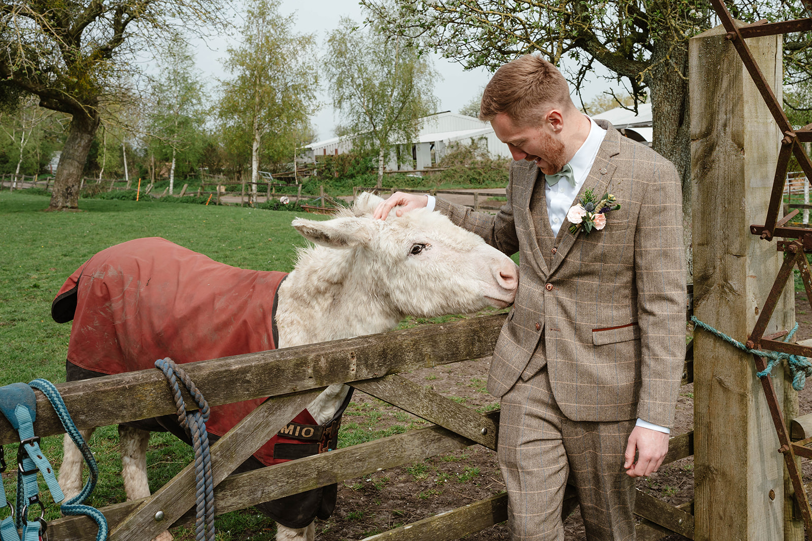 Zara Davis Wedding Photography Milton End Barn Arlingham Gloucestershire Cheltenham Cotswolds meeting the donkey