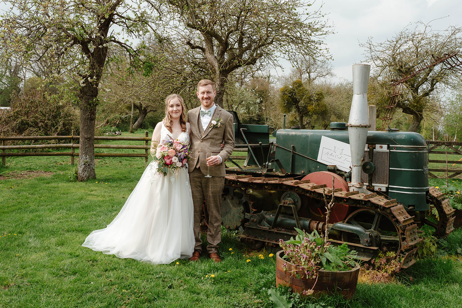 Zara Davis Wedding Photography Milton End Barn Arlingham Gloucestershire Cheltenham Cotswolds bride groom tractor