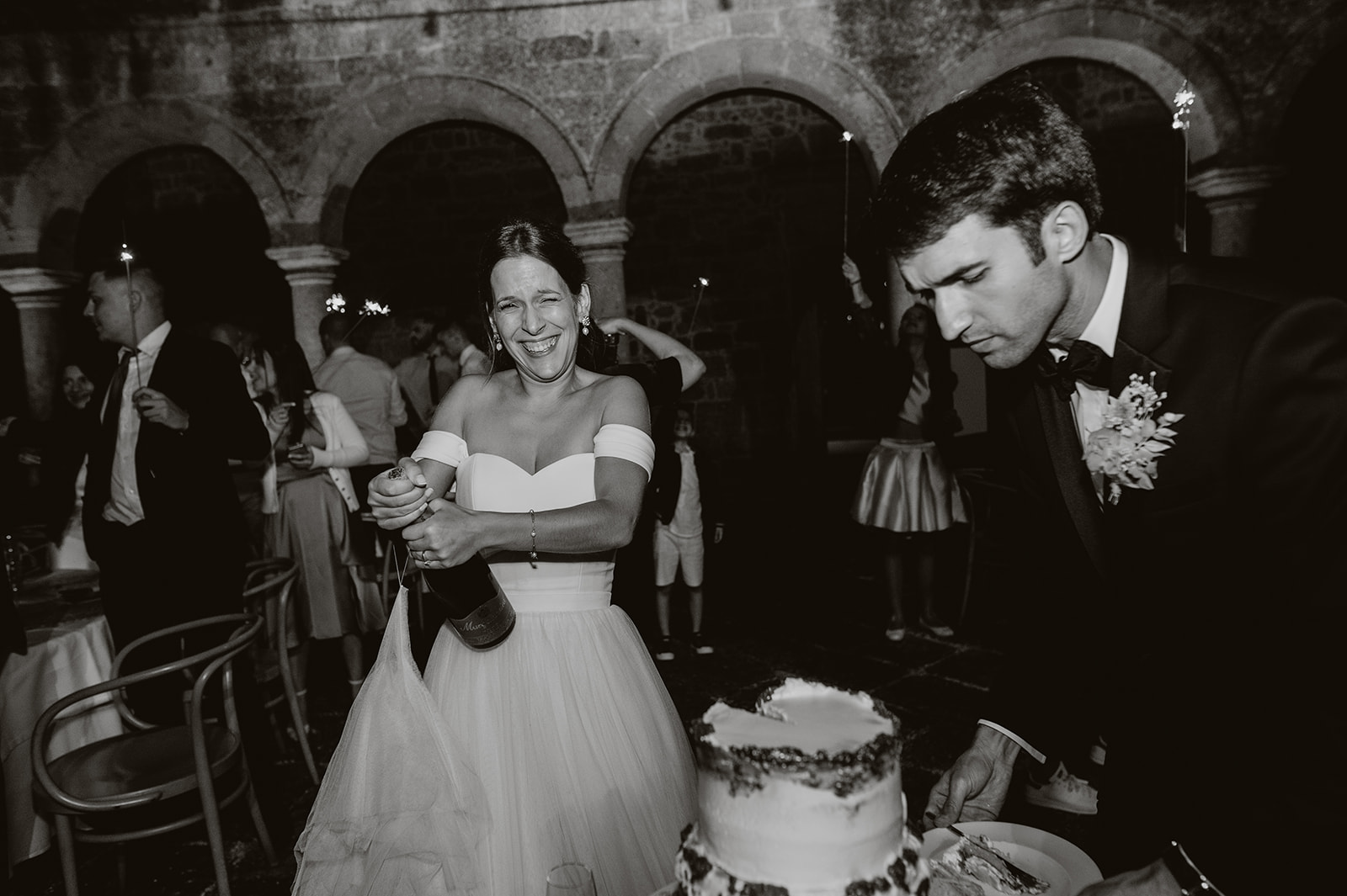 A couple who got married in a Souto Moura venue near Porto, Portugal, Europe.
