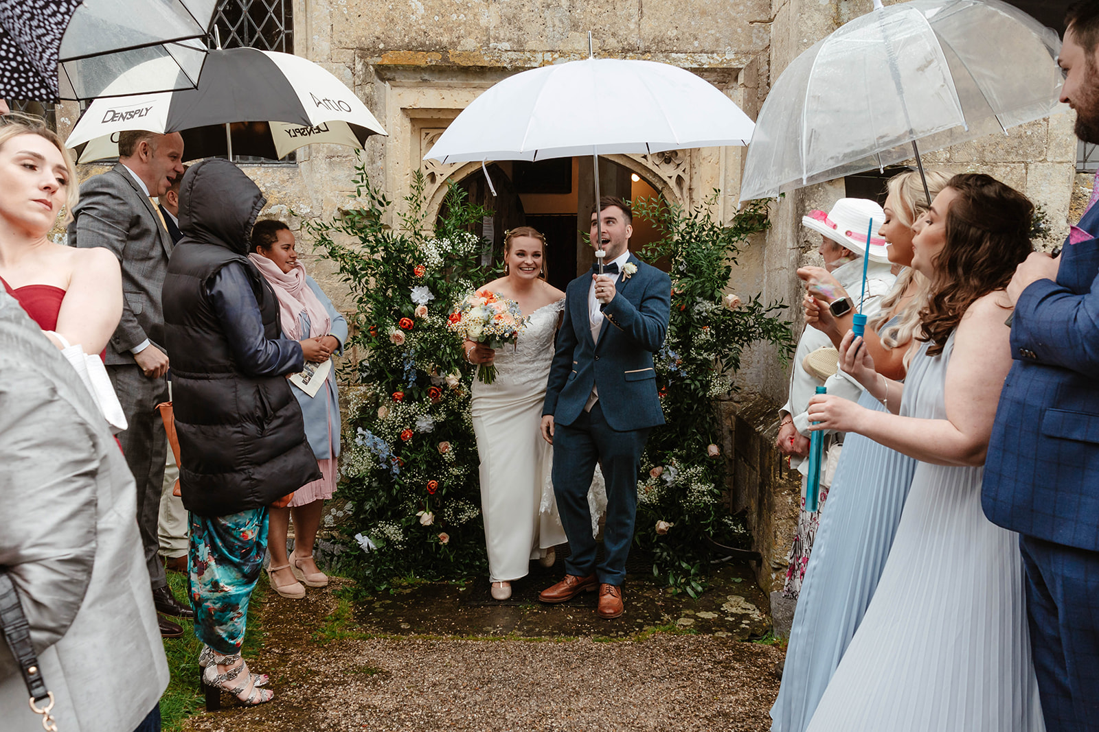 Zara Davis Wedding Photography Moor Farm Moreton Valance Gloucestershire Cotswolds confetti walk bubbles
