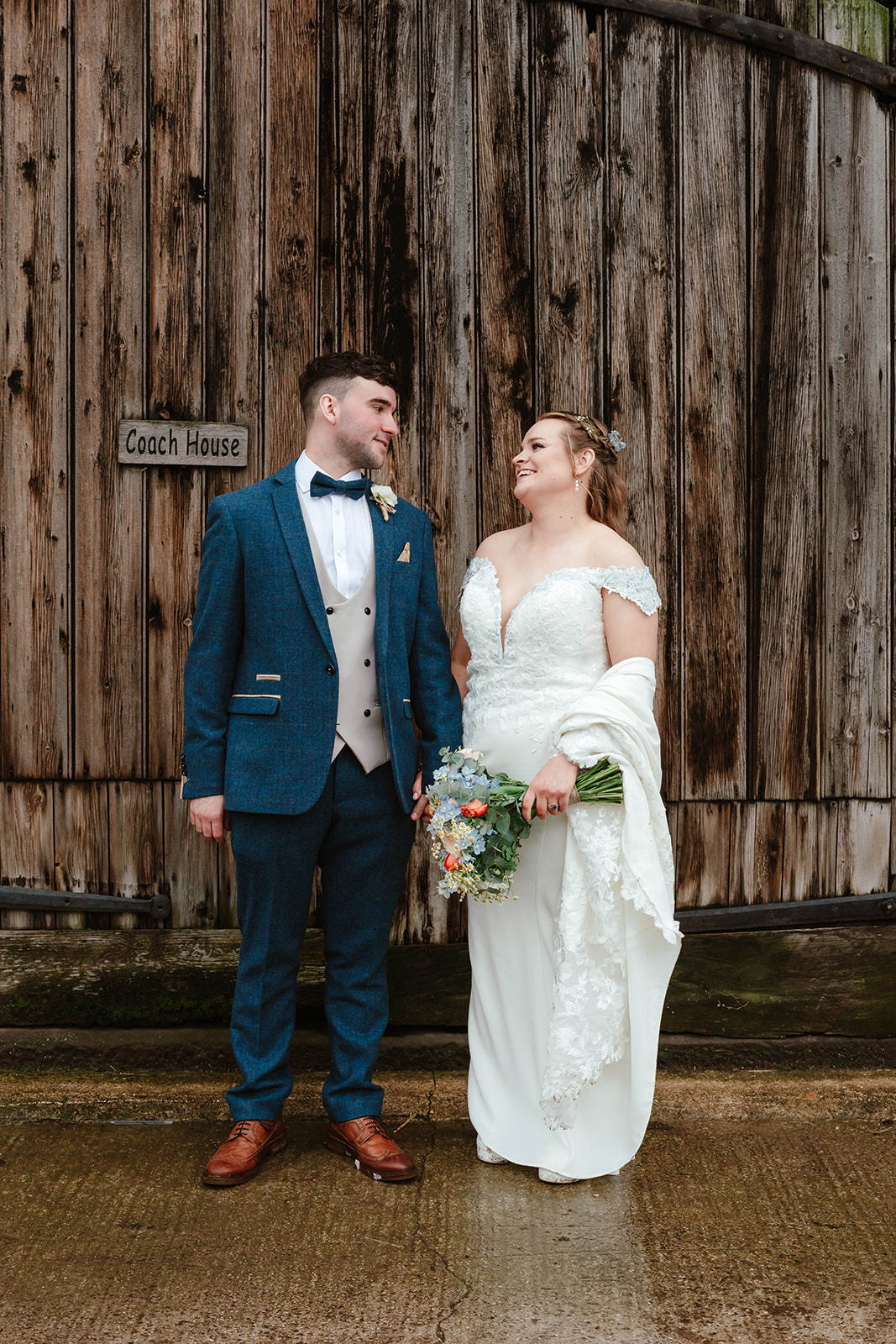 Zara Davis Wedding Photography Moor Farm Moreton Valance Gloucestershire Cotswolds bride groom in front of barn