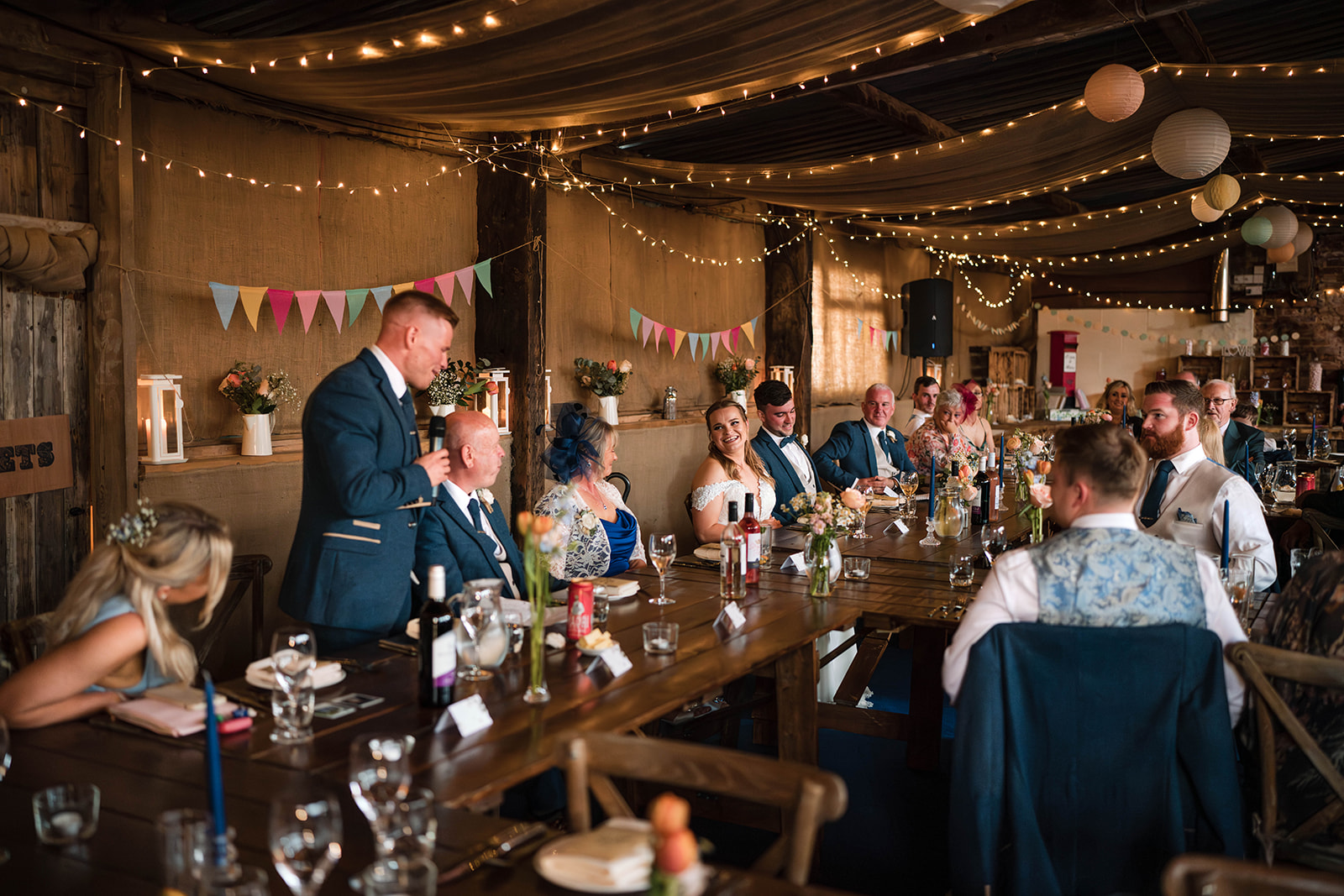 Zara Davis Wedding Photography Moor Farm Moreton Valance Gloucestershire Cotswolds wide angle speeches