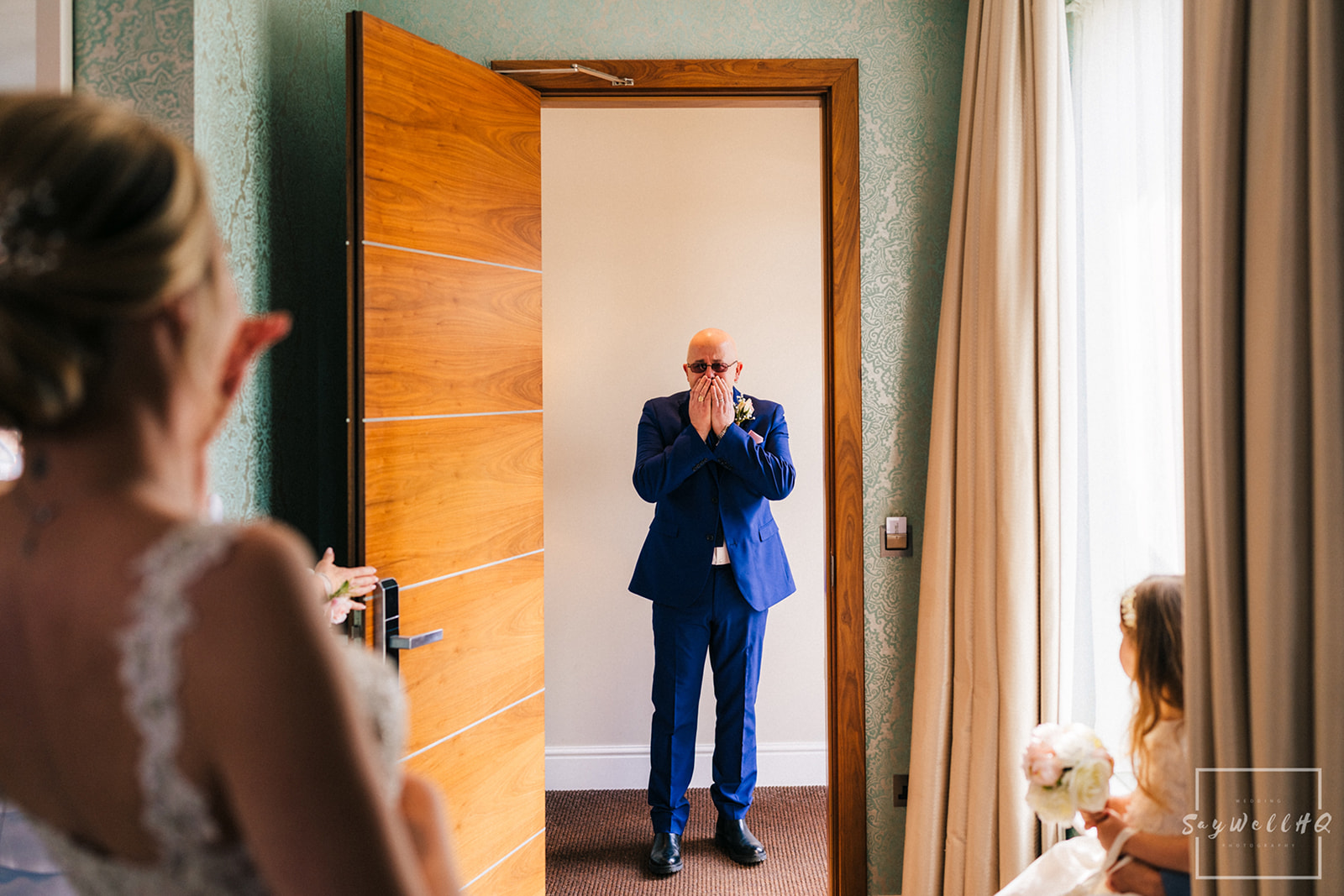 Documentary Wedding Photography Portfolio - dad's reaction to seeing his daughter and her wedding dress