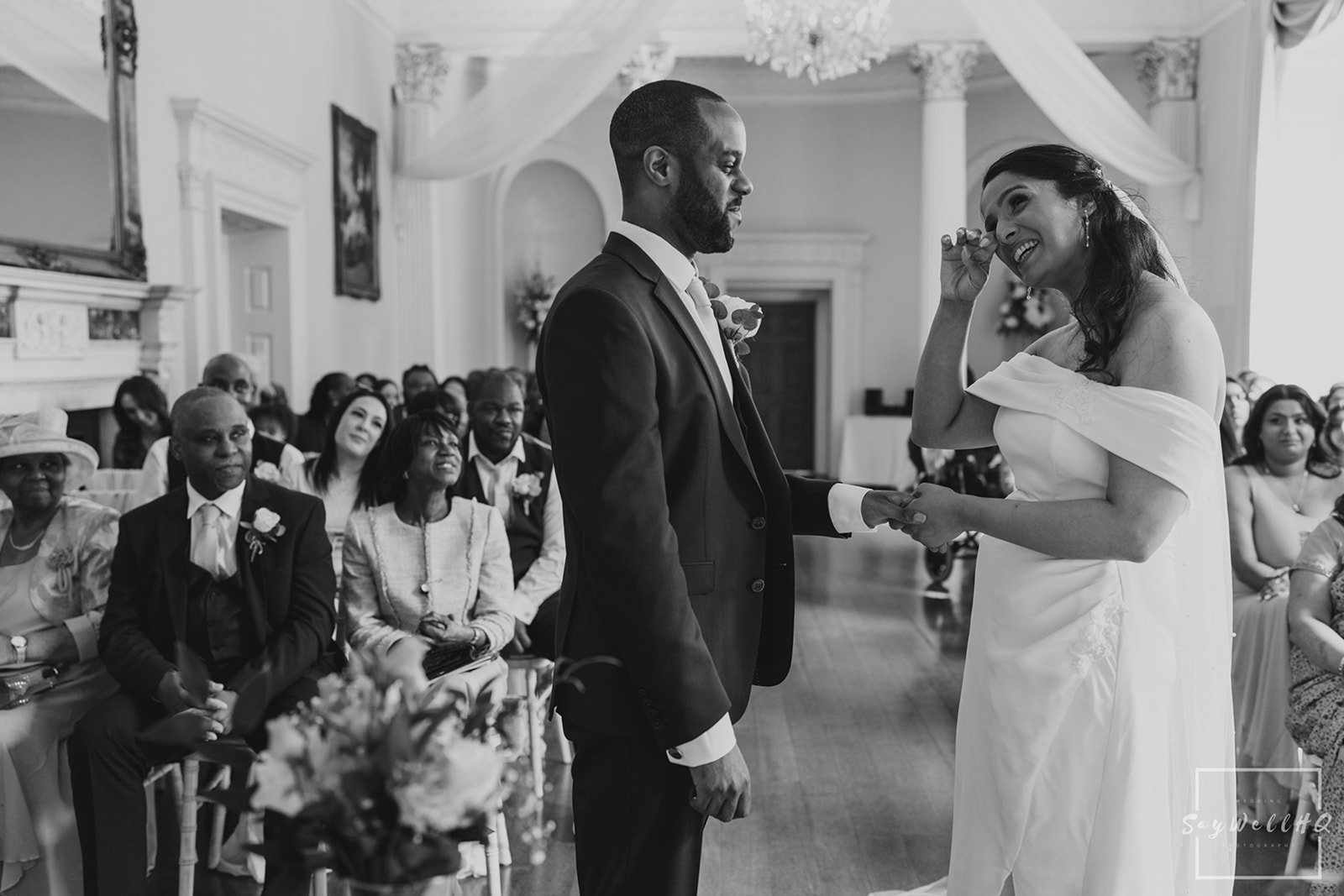 Documentary Wedding Photography Portfolio - bride getting emotional during the wedding ceremony at Colwick Hall
