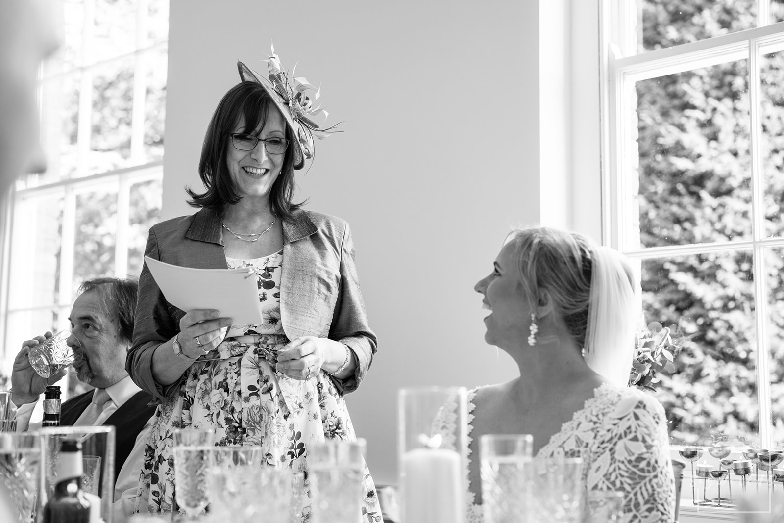mother of the bride reading her wedding speech at her daughters wedding