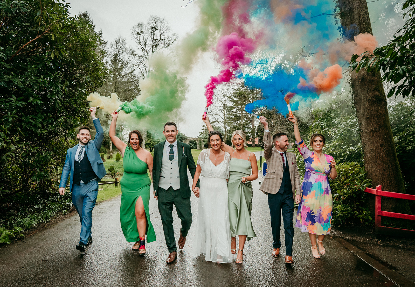 smoke bomb entrance at the Beech Hill Country House