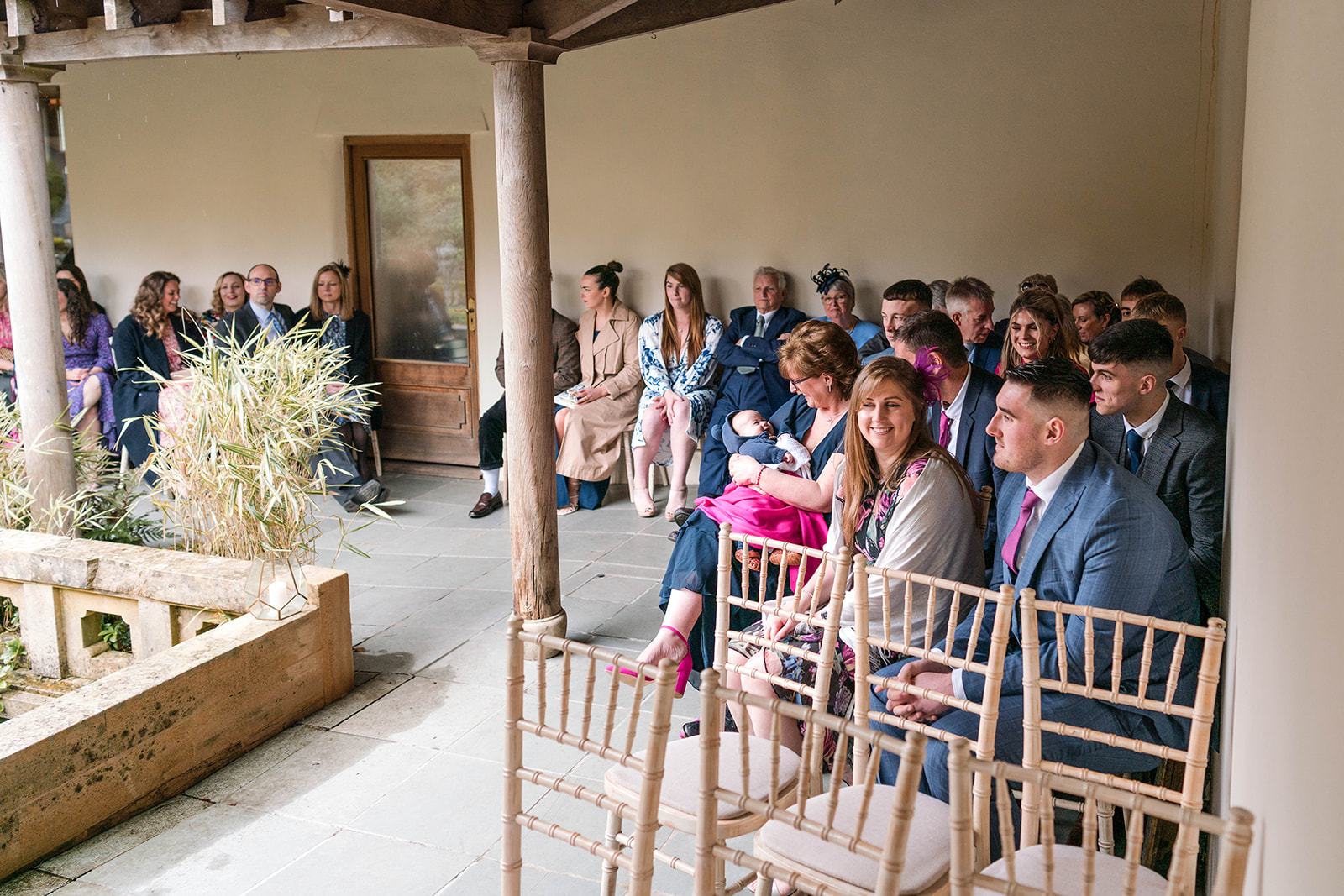 guests in ceremony Matara Wedding Zara Davis Photography Cotswolds Gloucestershire Cheltenham Stroud