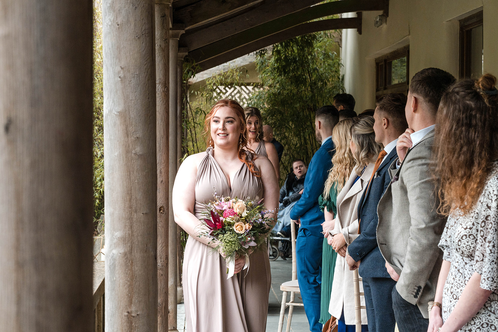 bridesmaids walking down aisle Matara Wedding Zara Davis Photography Cotswolds Gloucestershire Cheltenham Stroud