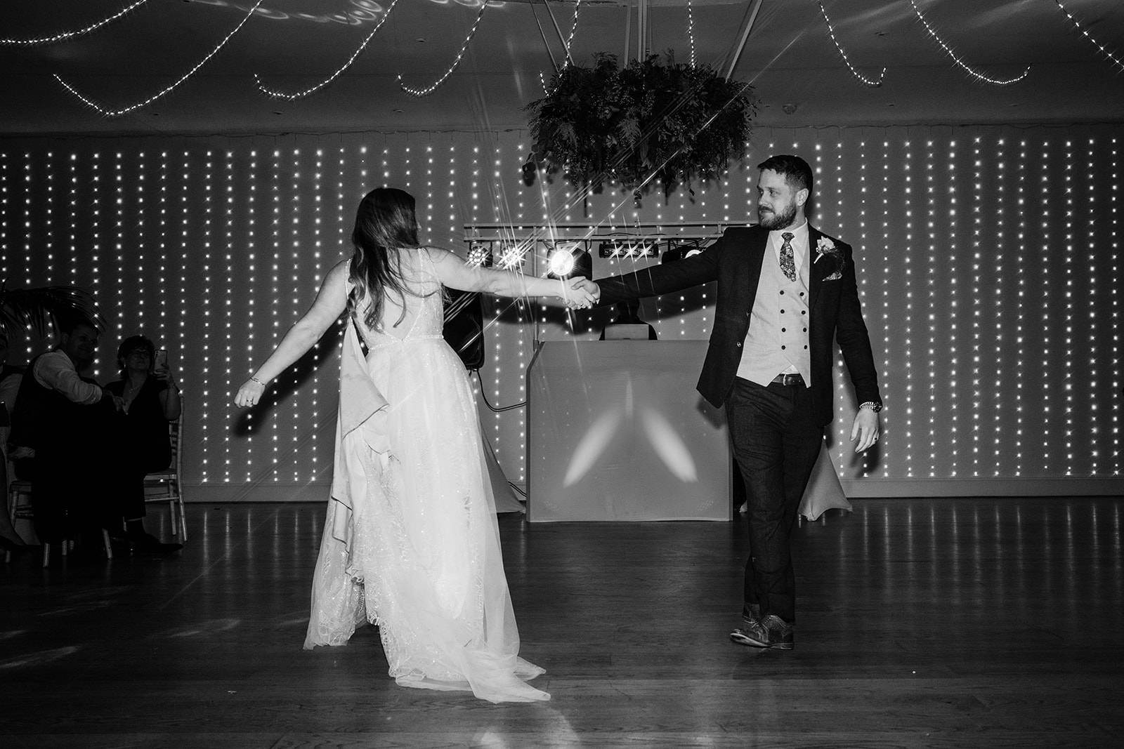 first dance black and white Matara Wedding Zara Davis Photography Cotswolds Gloucestershire Cheltenham Stroud