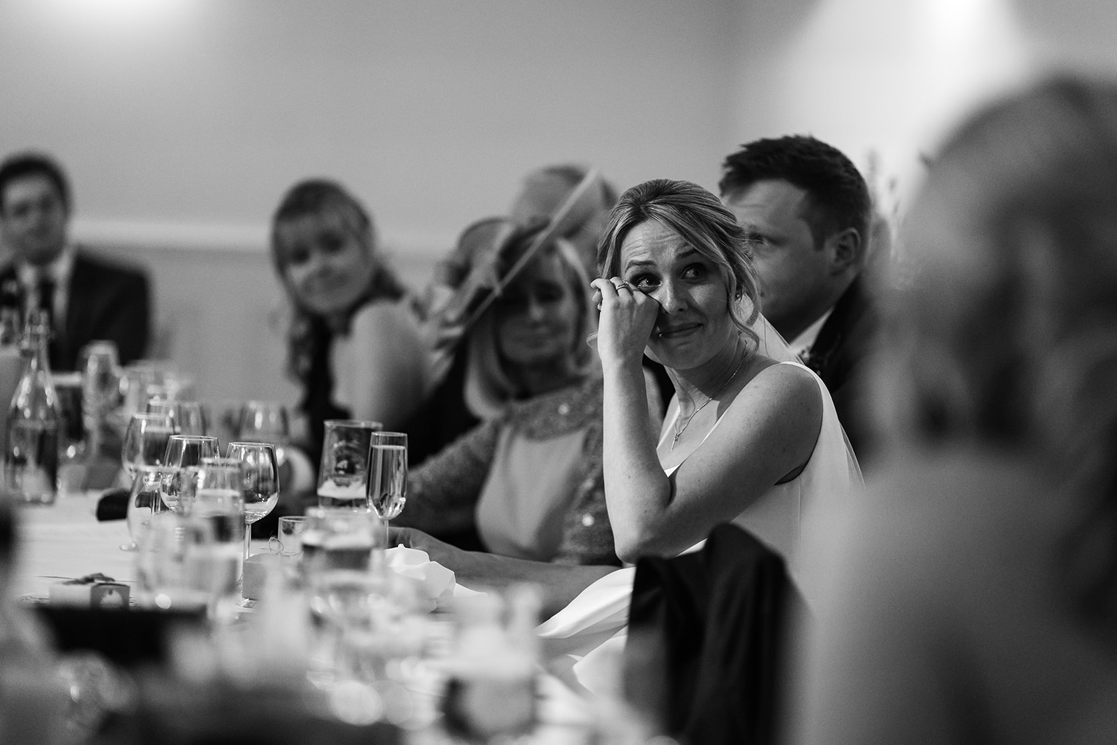 bride crying during the wedding speeches