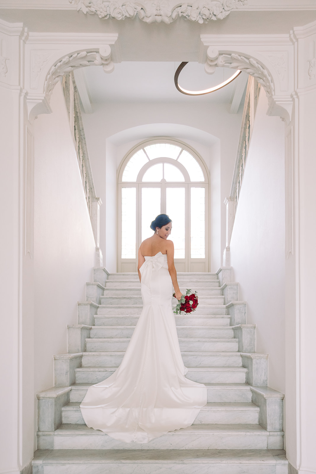 GrandHotelVictoria stair with bride and dress' train