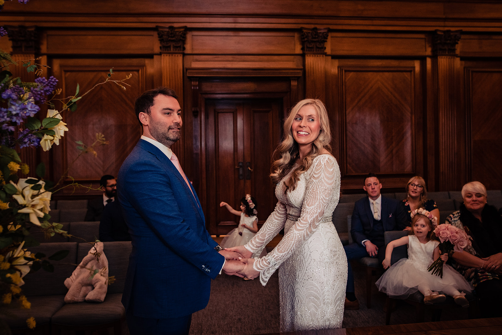 Bride and groom at Marylebone Town hall