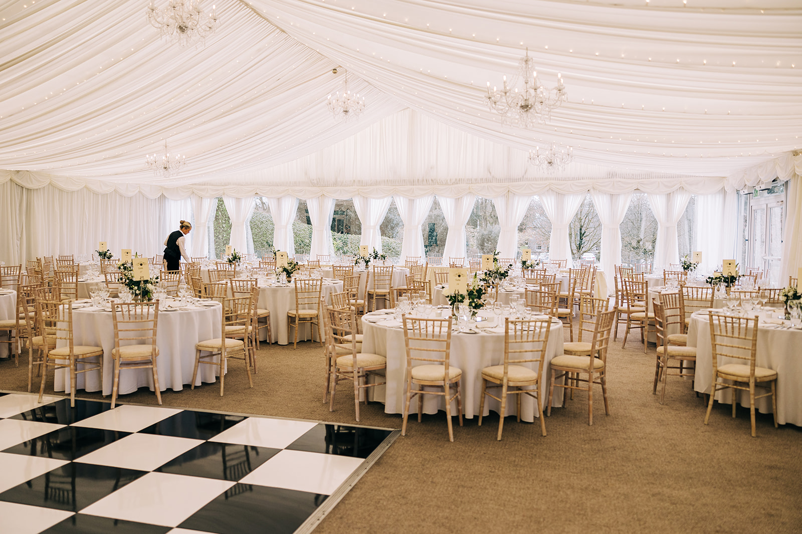 Inside the wedding marque at Clonabreany House