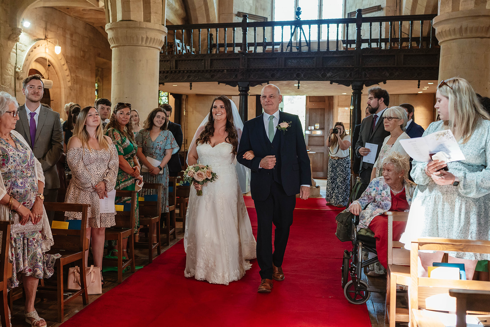 Dumbleton Hall Zara Davis Wedding Photography Worcestershire Gloucestershire Cotswolds bride entrance walking down aisle