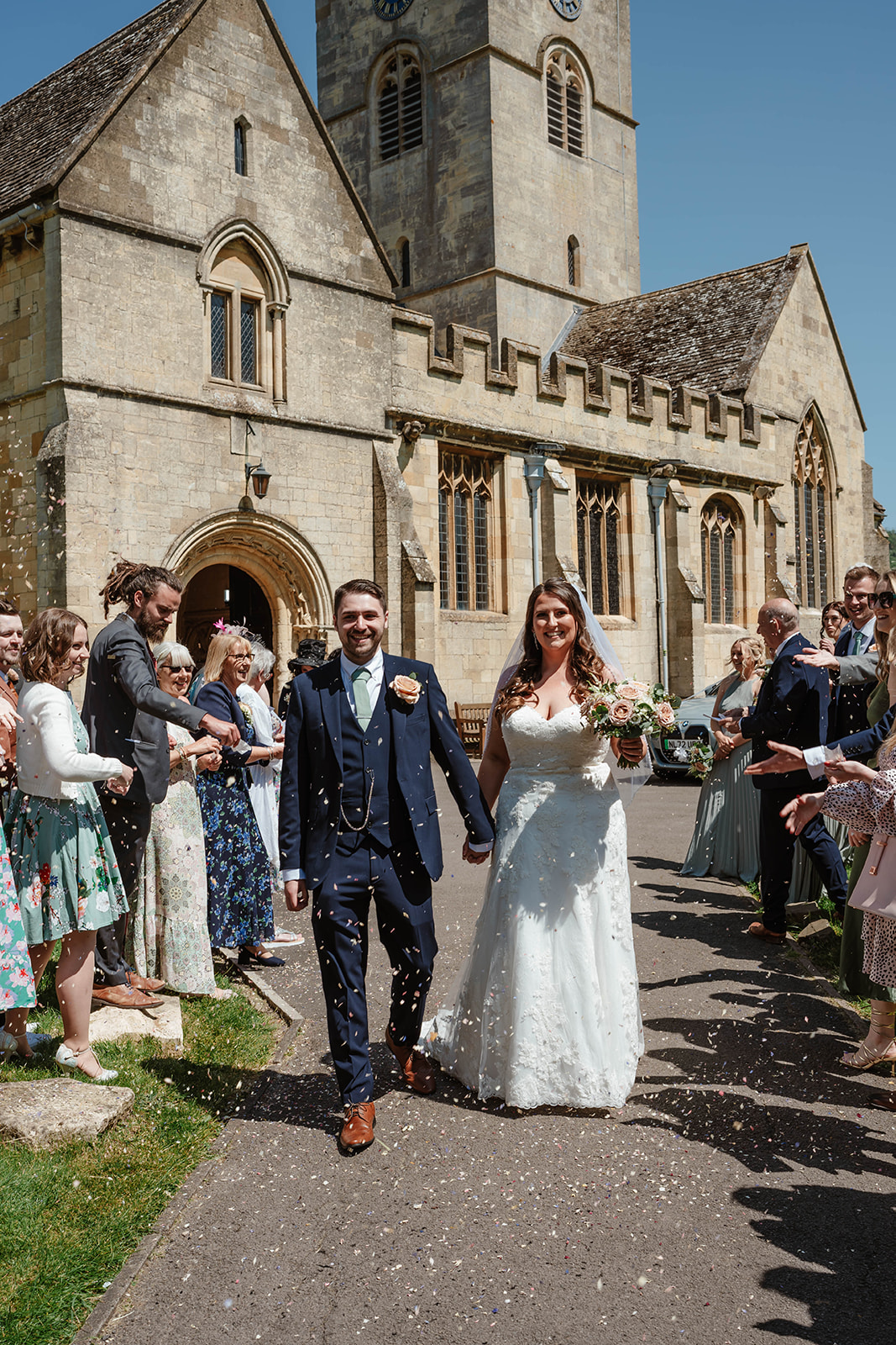 Dumbleton Hall Zara Davis Wedding Photography Worcestershire Gloucestershire Cotswolds confetti bishops cleeve church