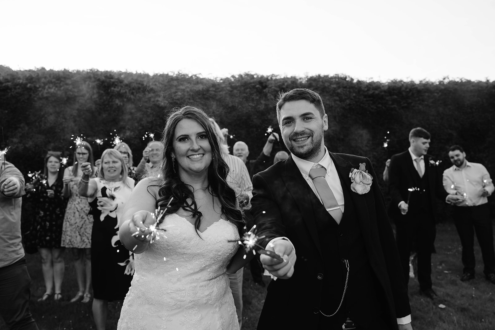 Dumbleton Hall Zara Davis Wedding Photography Worcestershire Gloucestershire Cotswolds black and white sparklers