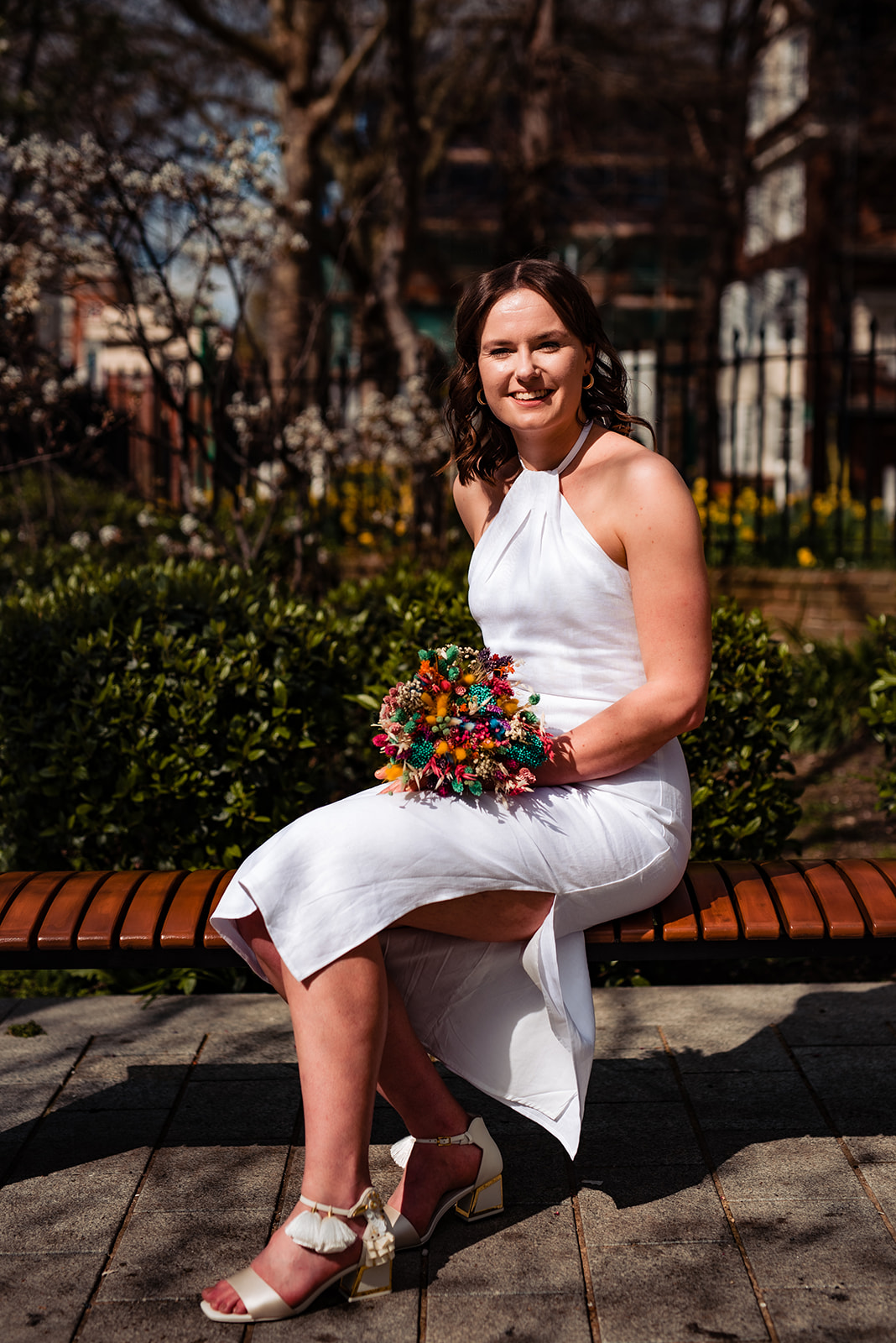 Bride before wedding at Islington Town Hall