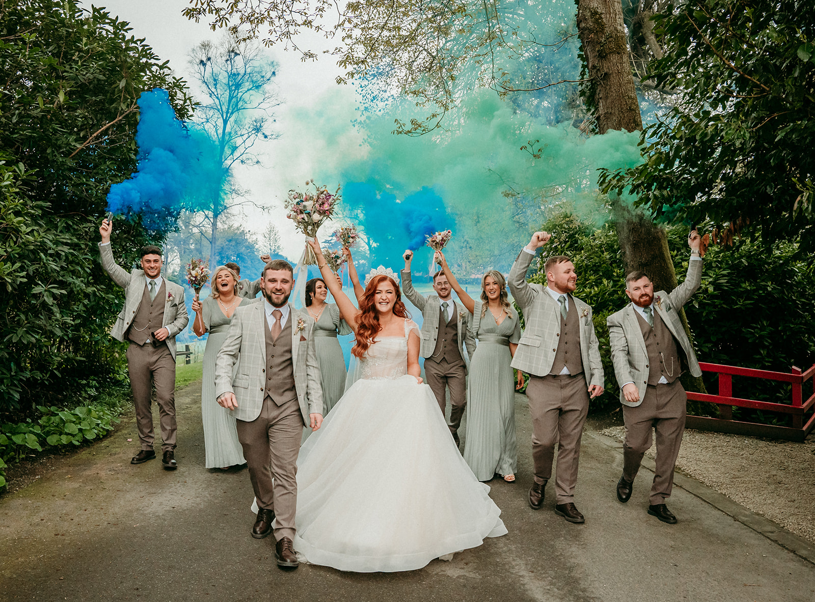 smoke bomb colourful derry Northern Ireland wedding venue beech hill