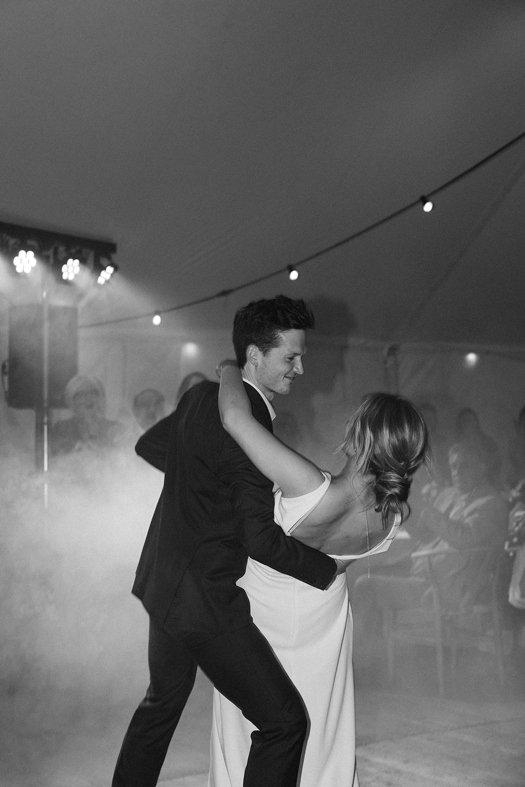 Intimate moments of the couple's first dance, filled with emotion