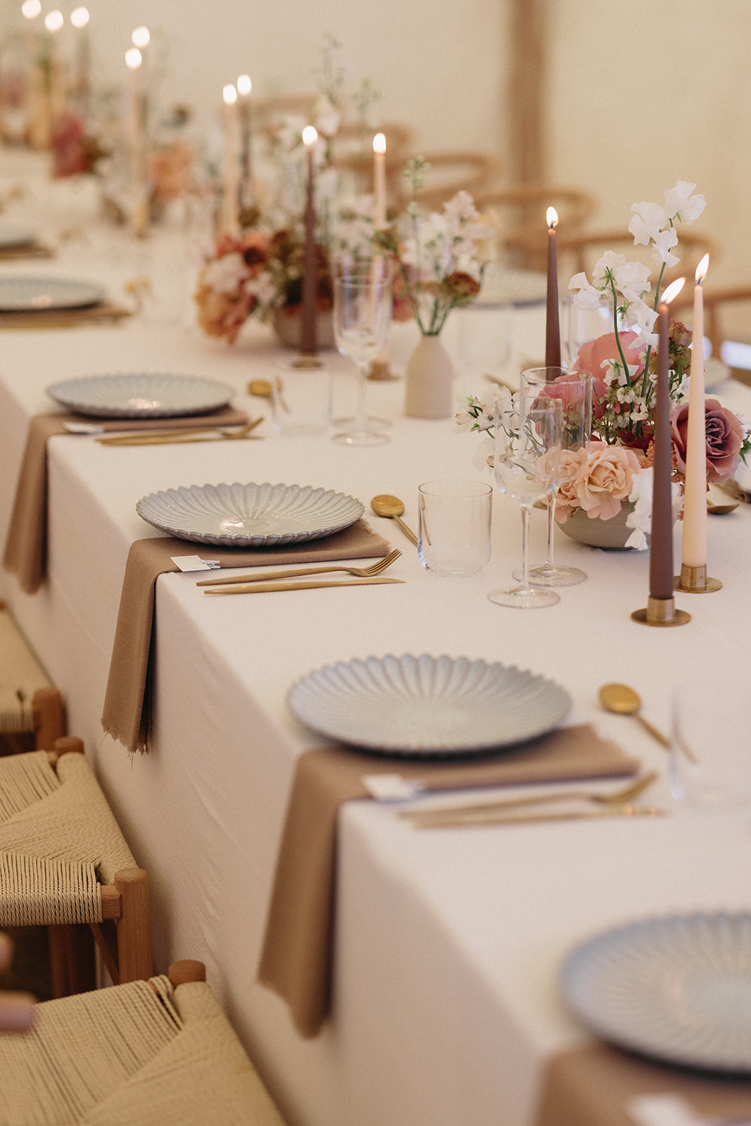 Minimalist table setting featuring elegant dinnerware