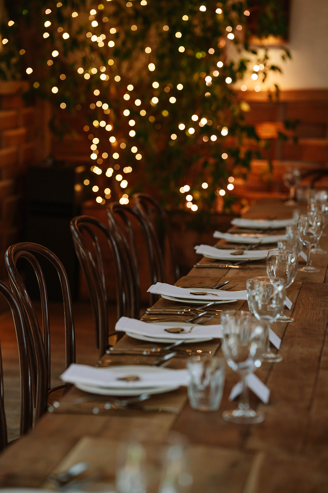 close up of top table at cripps barn