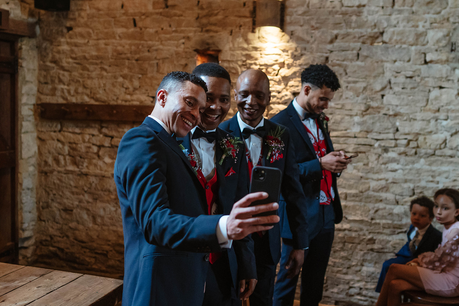 Groom party taking a selfie before the ceremony
