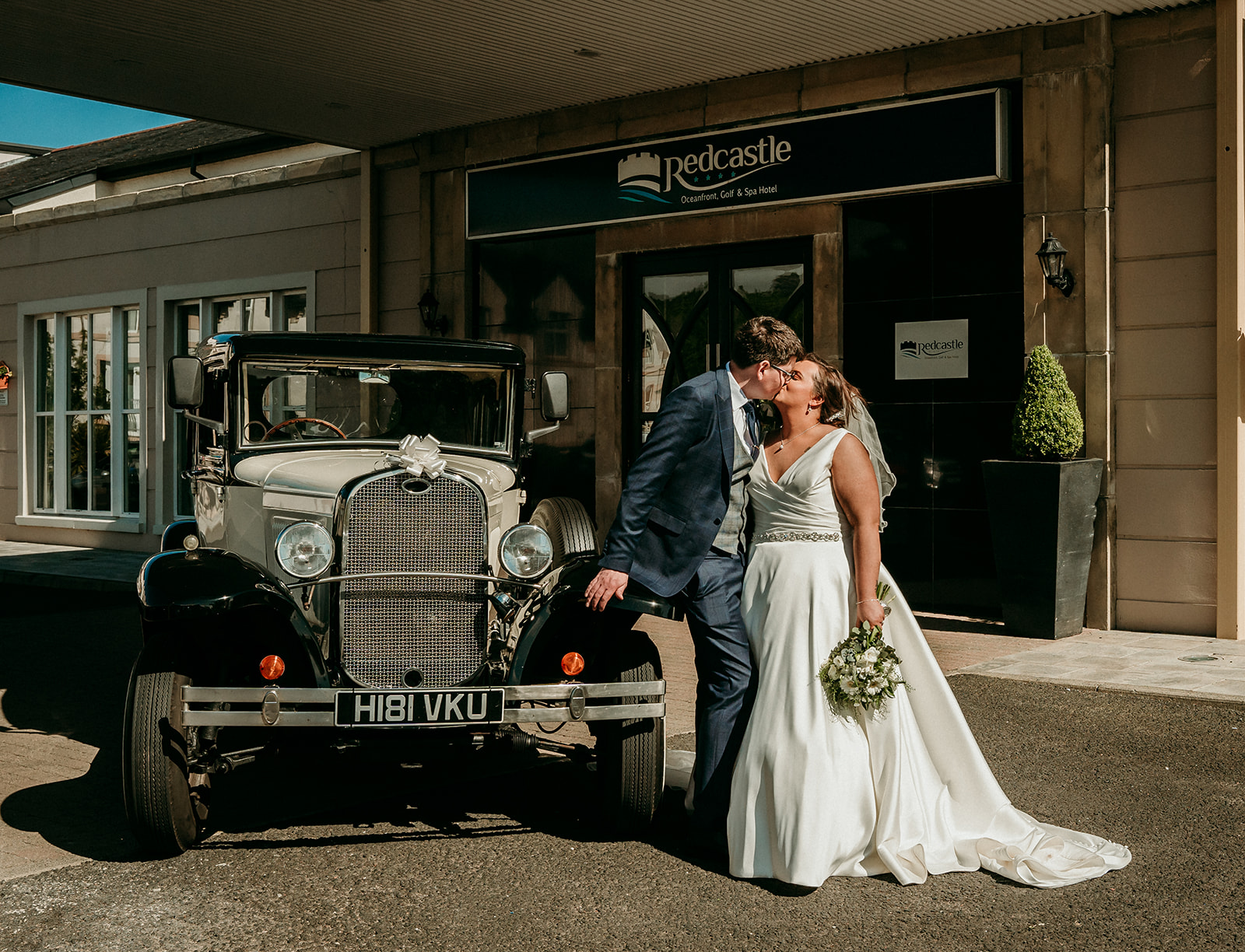 Lisdale Wedding Car Bride and Groom shot at the red castle hotel donegal 