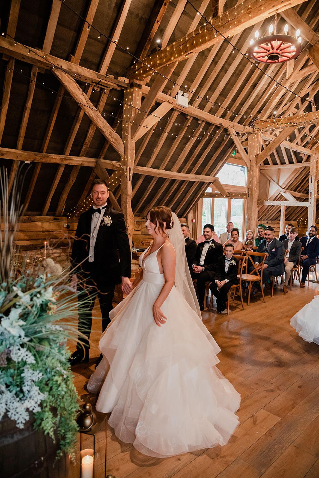 Bride and groom - wedding ceremony at Silchester Farm in Hampshire