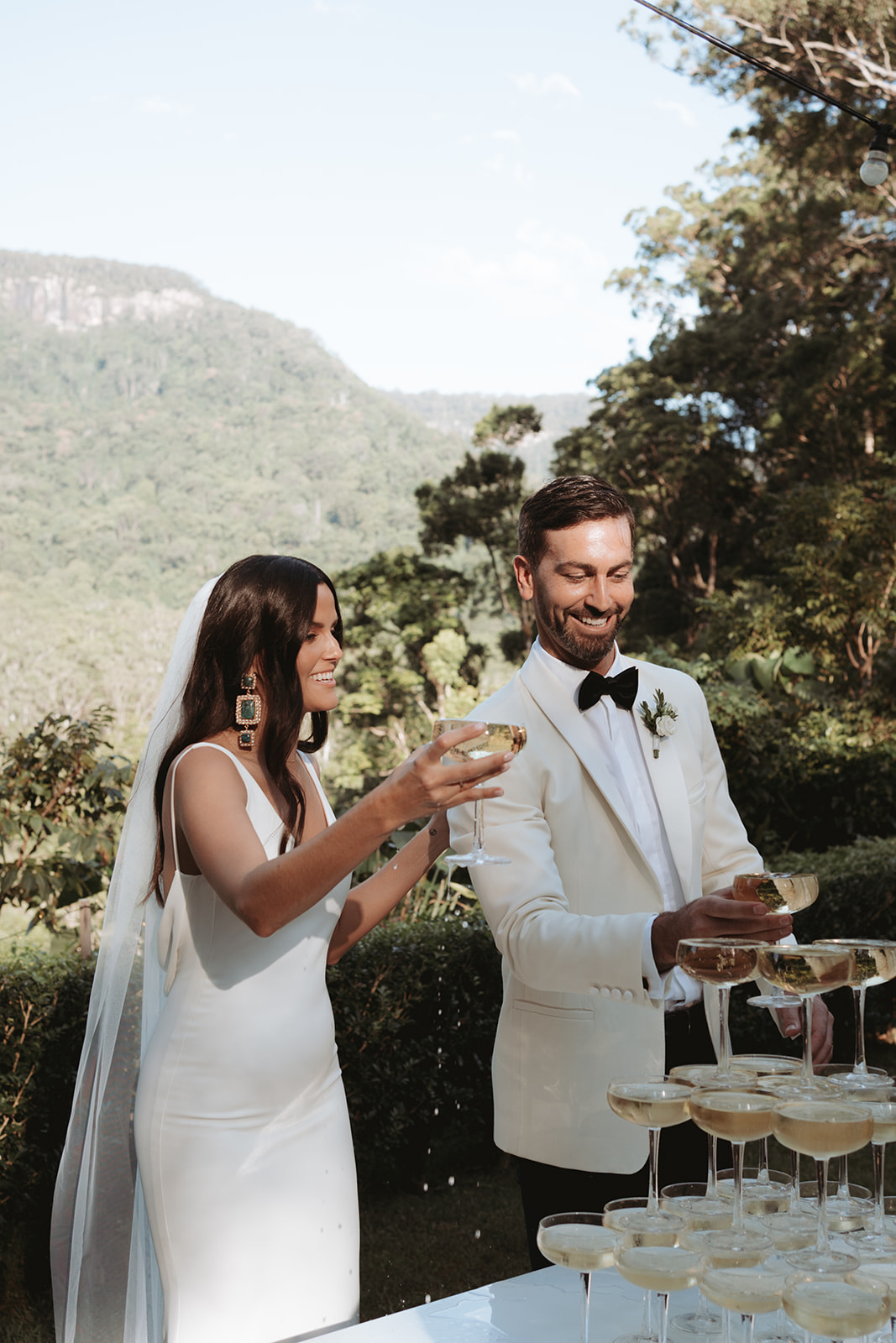 modern couple at their stylish and tropical wedding