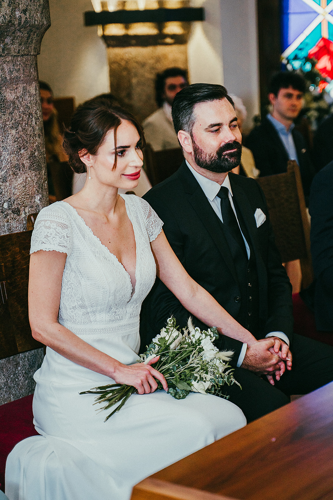 A bride and groom in the registry office for civil wedding in the city of Innsbruck in the Tyrol
