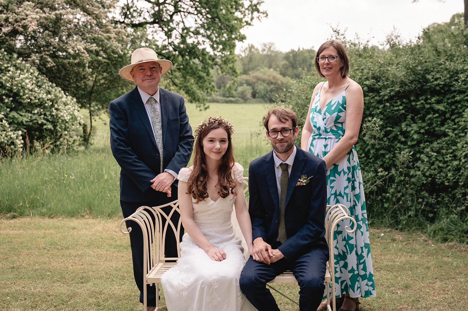 Eleanor and Hartley with witnesses during the Wedding ceremony at the Organ House at St. Paul's Walden Bury