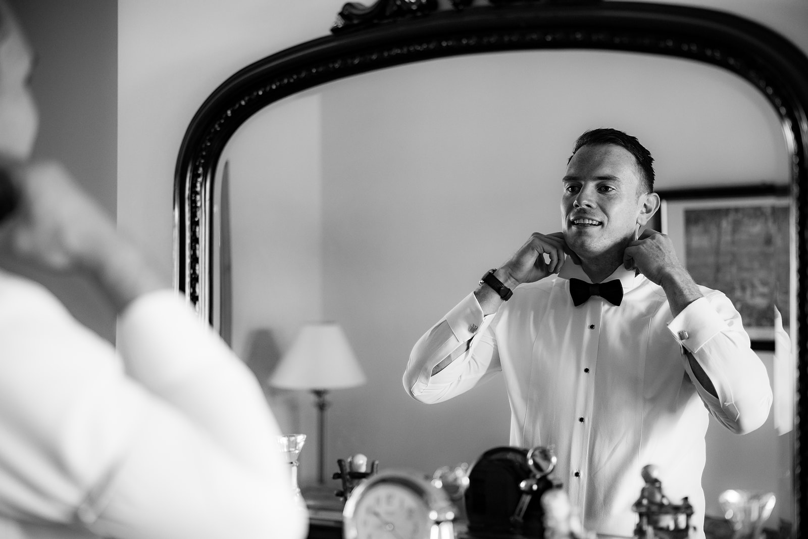 A Groom getting ready for his wedding in castle durrow