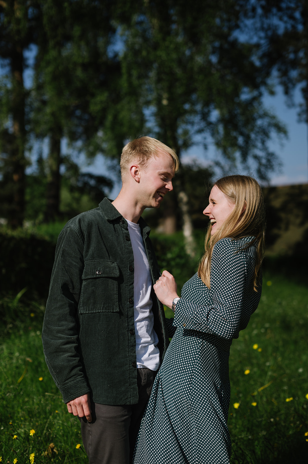 relaxed engagement photos in Bournville Birmingham