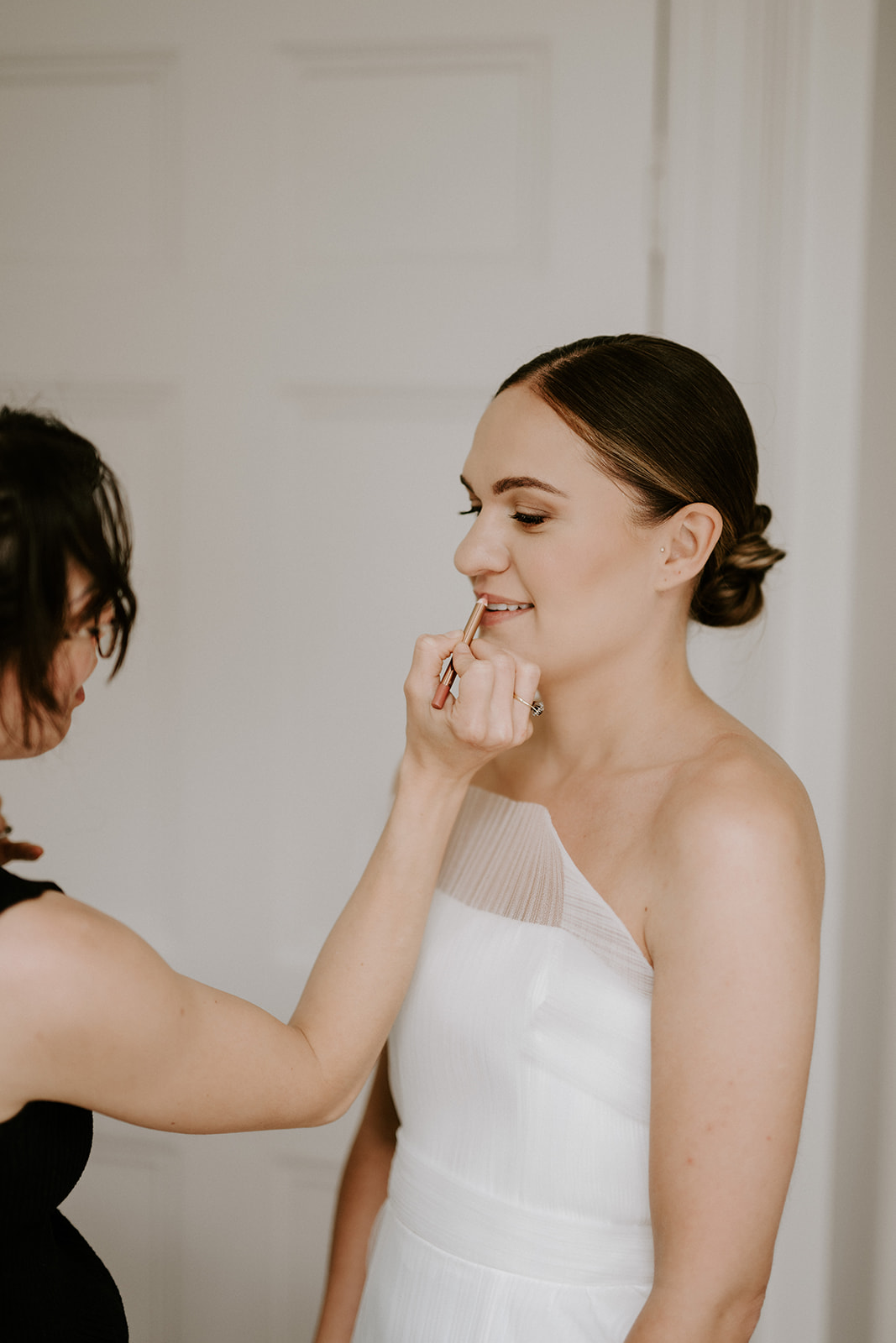 bride getting ready at aswarby rectory