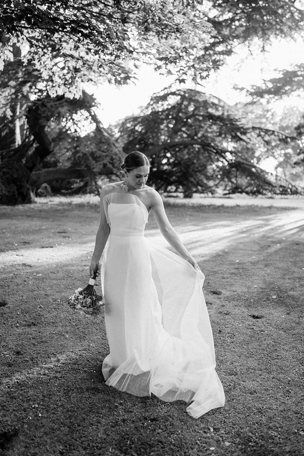 bride at golden hour at aswarby rectory