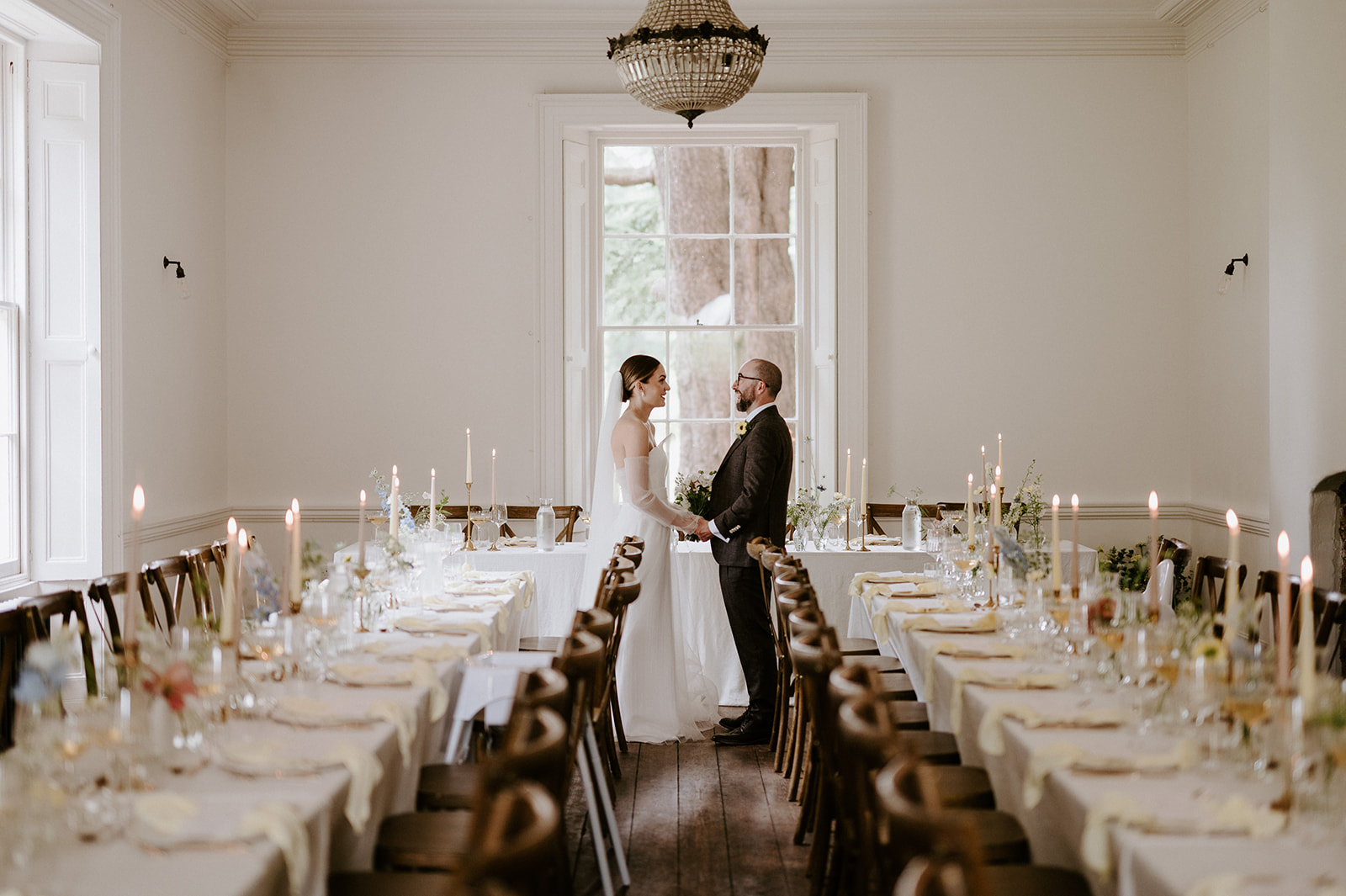 wedding reception with pastel colour scheme at aswarby rectory