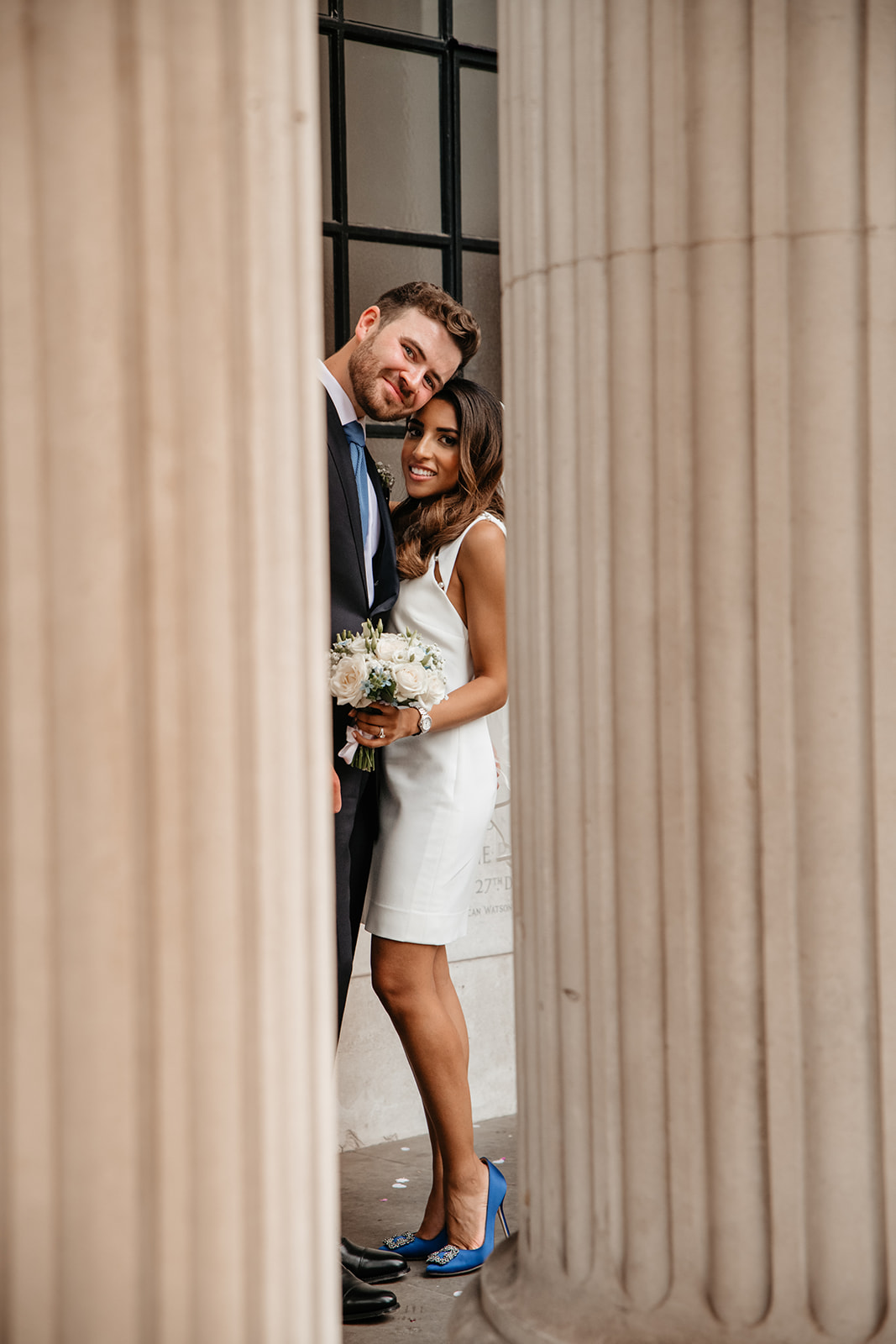 couples wedding portrait at Old Marylebone Town Hall in London