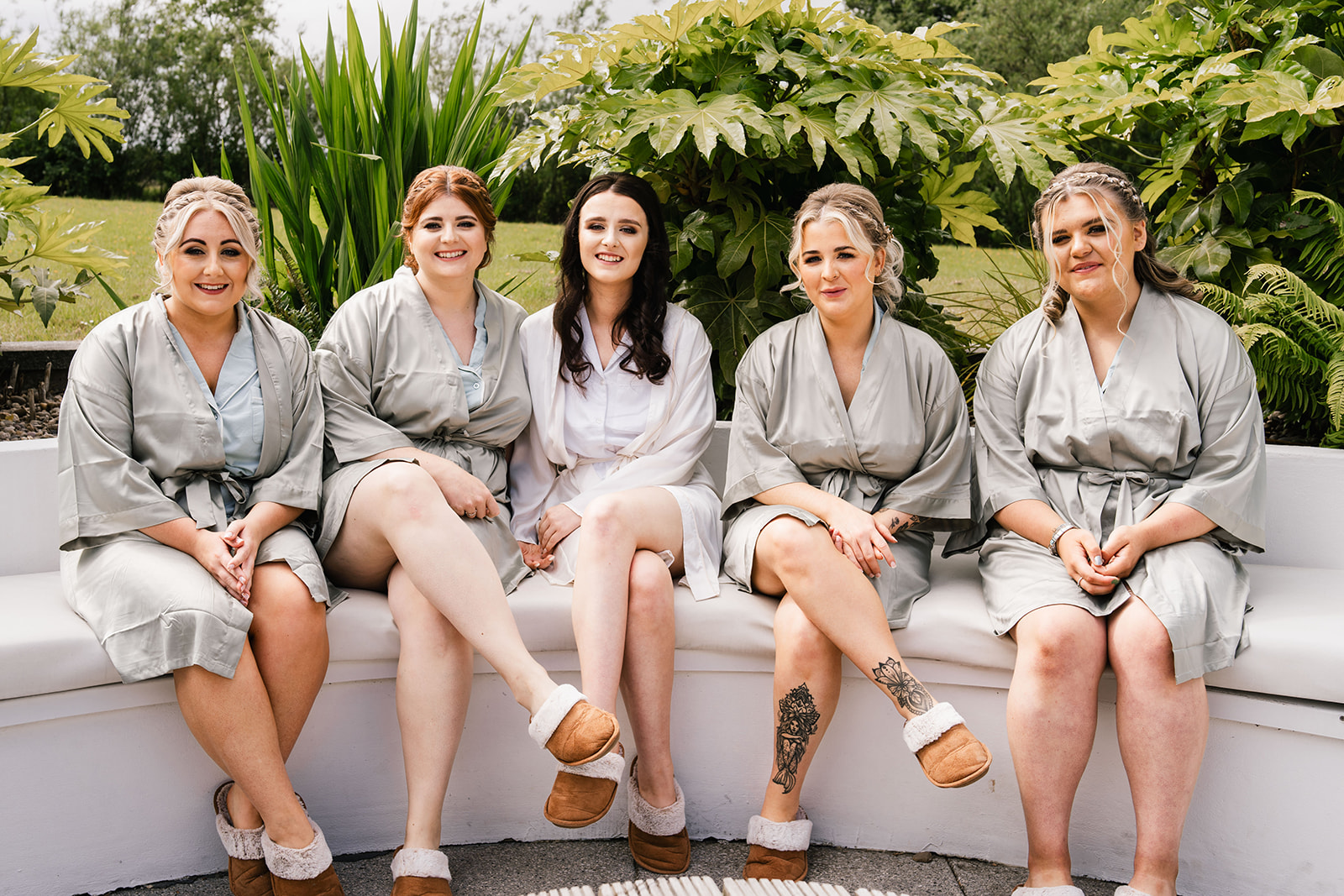 Bridal Party sat outside at Oldwalls Gower