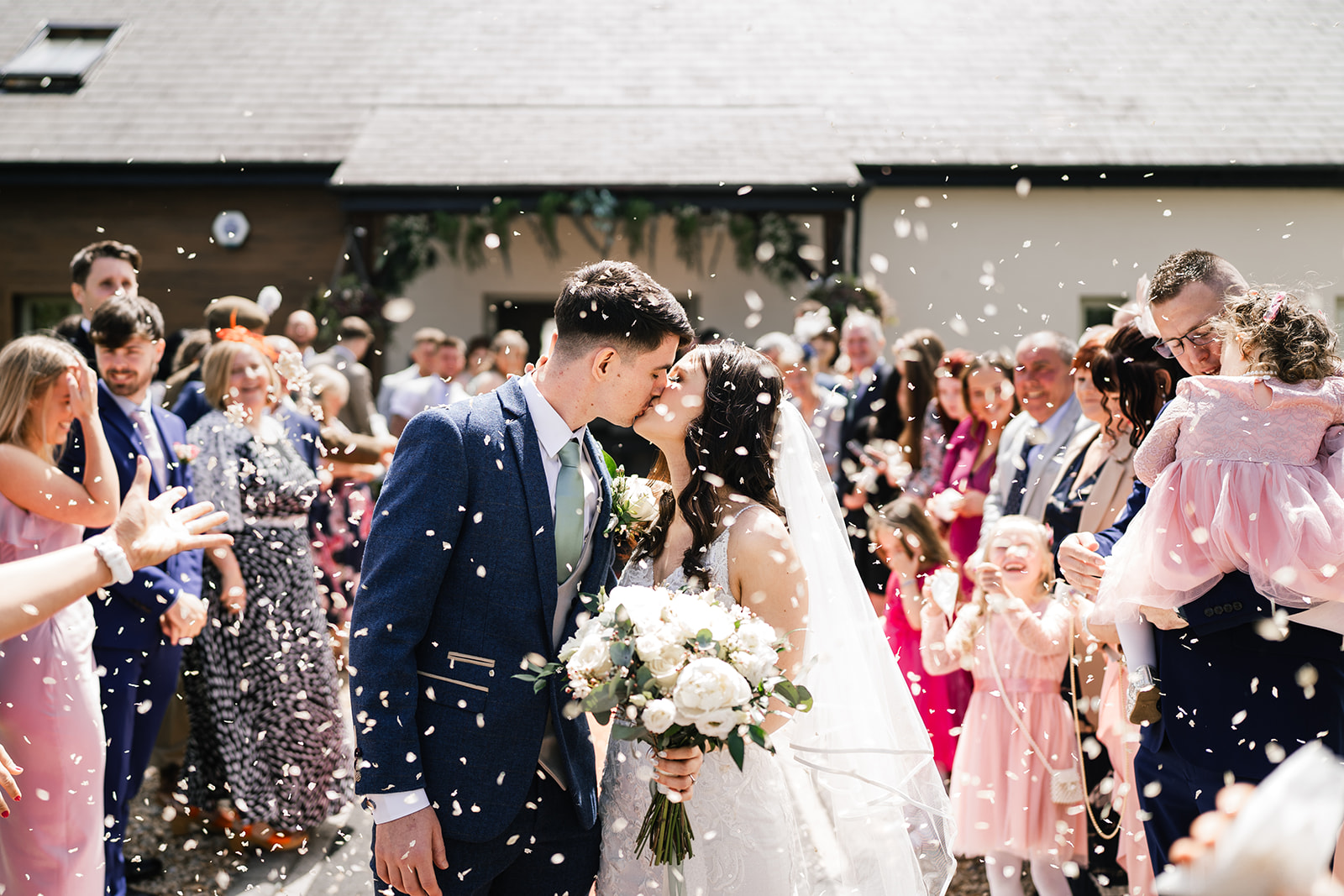 Wedding couple confetti shot at Oldwalls Gower