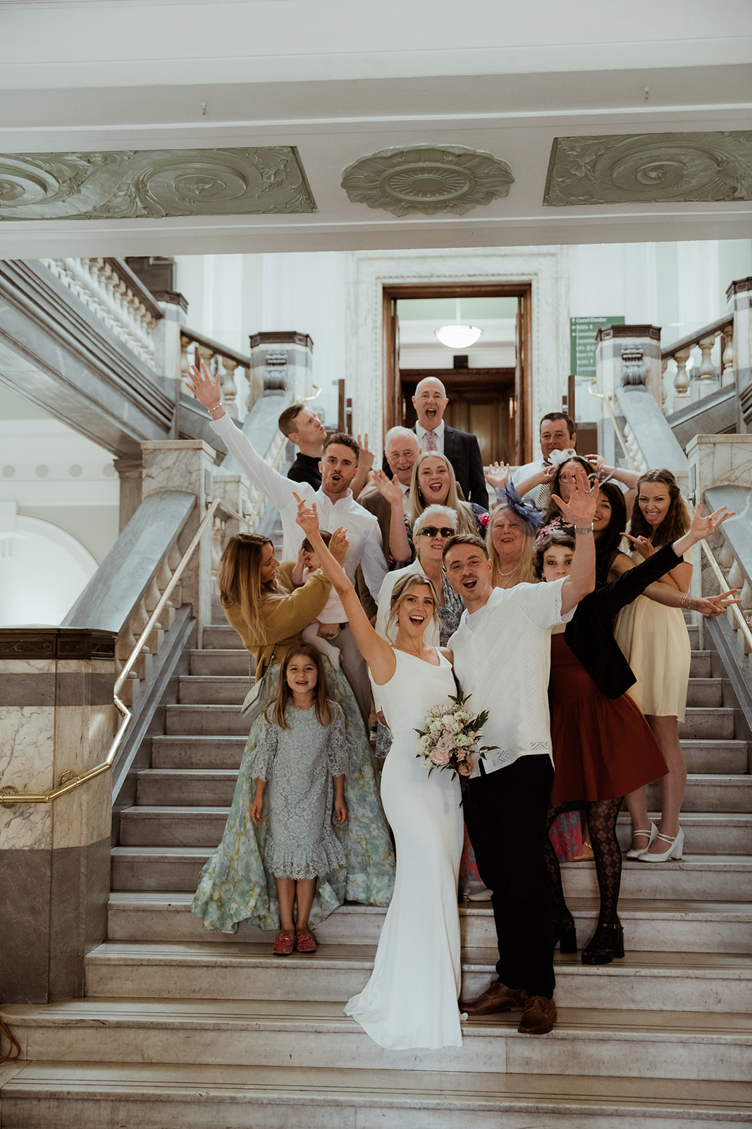 Wedding group shot at Islington Town Hall